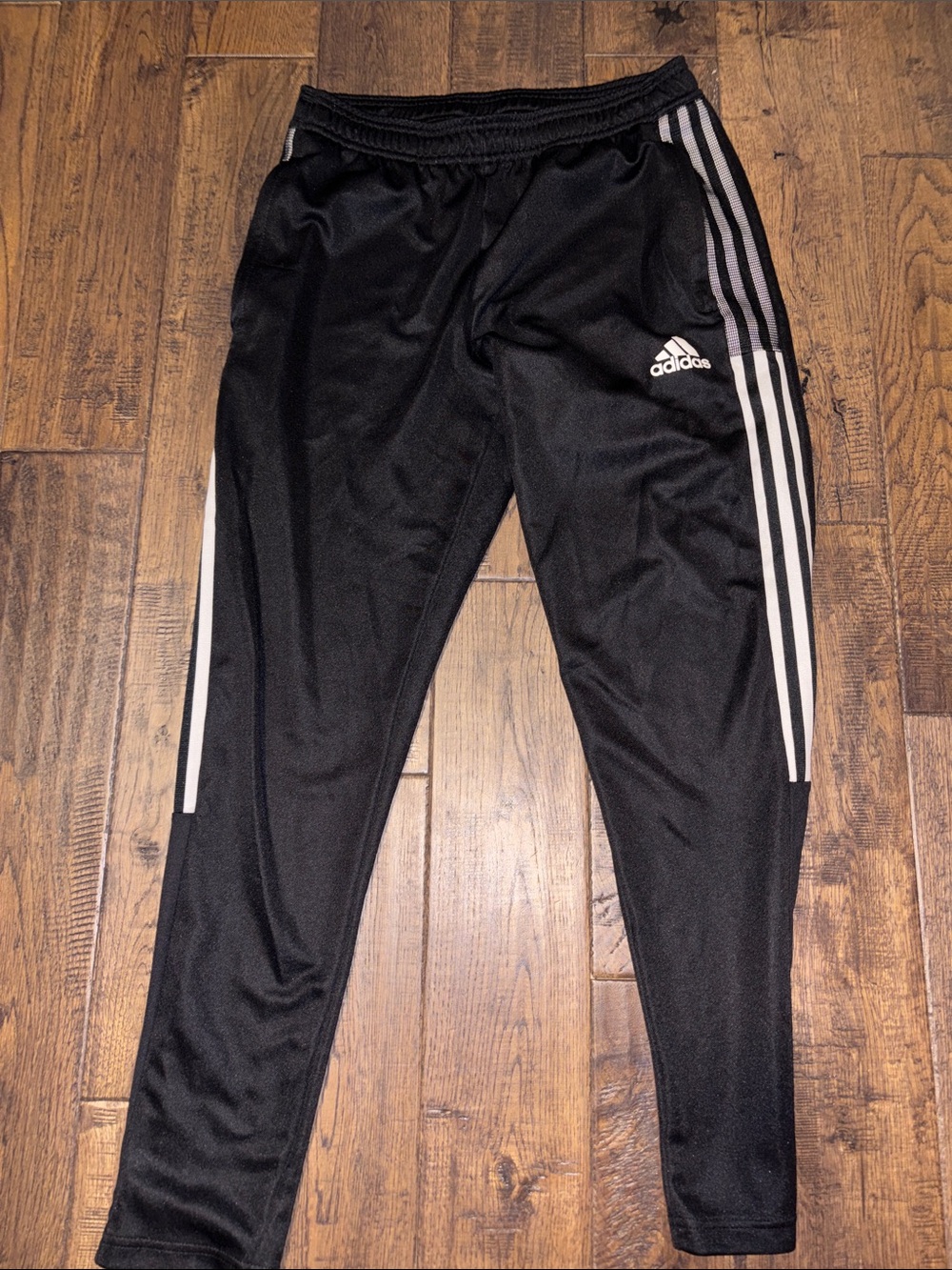 adidas Black Jogger Sweatpants with White Three-Stripes